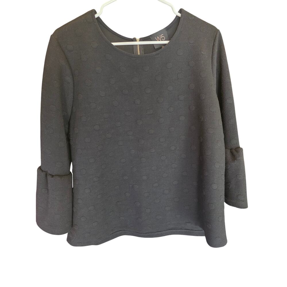 W5 Anthropologie Textured Polka Dot Flounce Sleeve Top XL Womens Cottage Core